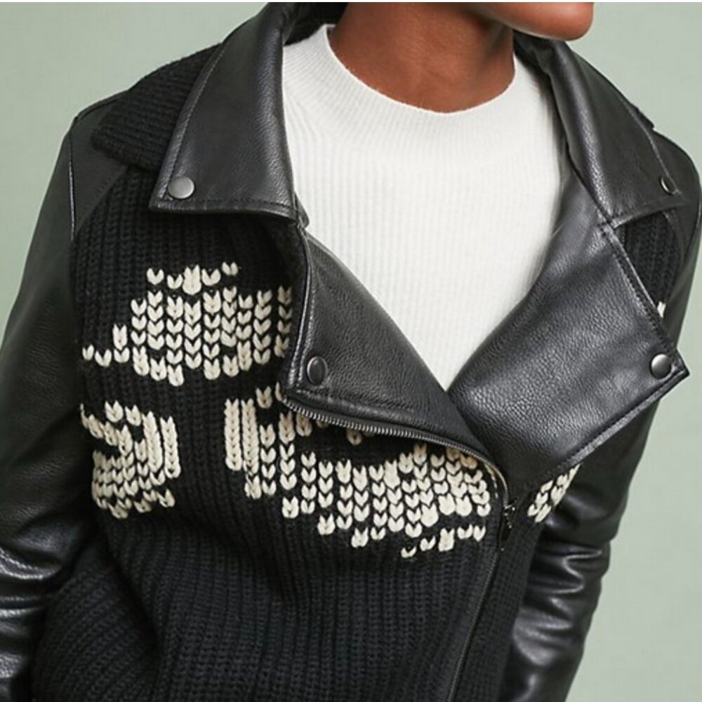 Ett:twa by Anthropologie Vegan Leather Moto Jacket Size XS - Picture 5 of 9